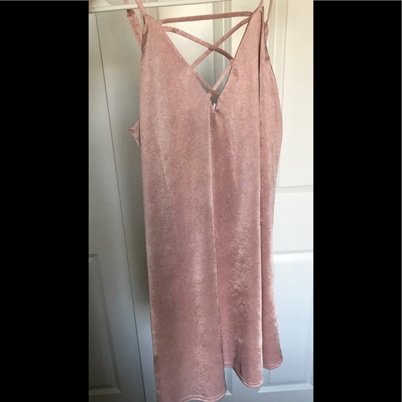 Socialite Pink Satin Criss Cross Dress - Picture 2 of 3
